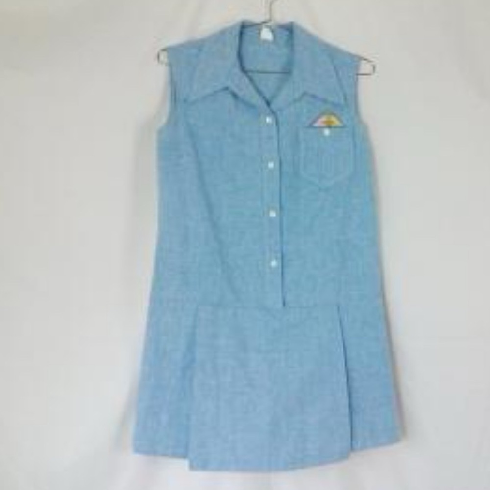 Vintage 70's Skort Dress w Pocket Square M